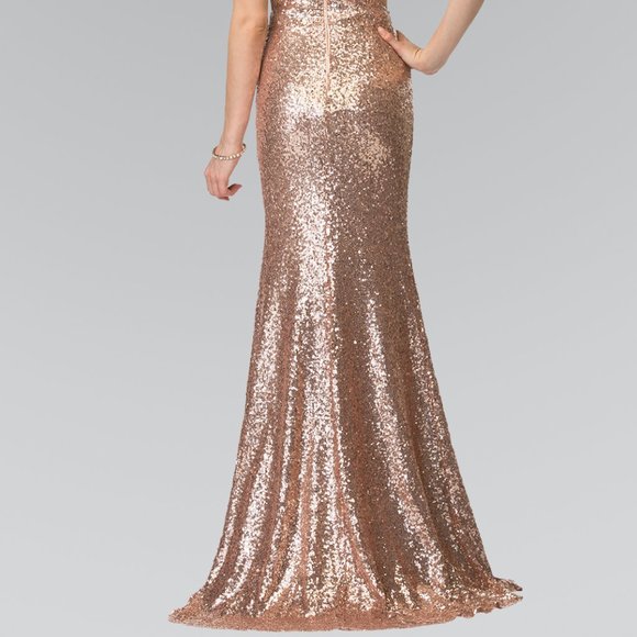 Crew Neck Sequined Two Piece Prom Dress GSGL2333 - Picture 5 of 7